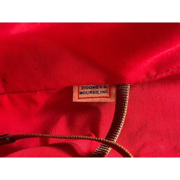 Dooney & Bourke Green & White Striped Canvas Tote Bag With Leather Trim & Red In - Picture 8 of 11